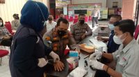 Sambut HUT Bhayangkara ke-75 Polres Batu Bara Bersama PMI Laksanakan Bakti Donor Darah.