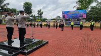 POLRES SIMALUNGUN GELAR PARADE WALL PELEPASAN AKBP AGUS WALUYO S.I.K M.H.