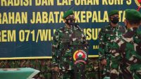 Danrem 071/Wijayakusuma Pimpin acara Tradisi dan Laporan Korps Penyerahan Jabatan Kasrem 071/Wijayakusuma