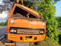 Pengendara Yamaha Vixion VS Fuso, Truck Fuso Banting Setir Tabrak Pohon.