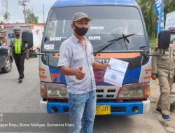 SUKSESKAN OPERASI LILIN TOBA 2021 SATRES NARKOBA POLRES SIMALUNGUN TEST URINE SOPIR BUS AKAP DI POSPAM 3 PERLANAAN.