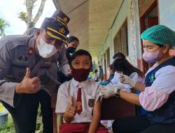 Kapolres Simalungun Tinjau Vaksinasi Merdeka Anak Umur 6-11 Tahun dan Ikuti Pengecekan Serentak Kapolri Secara Virtual.