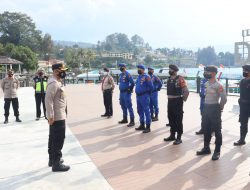 KAPOLRES SIMALUNGUN PIMPIN APEL POLISI PARIWISATA DESTINASI SUPER PRIORITAS DANAU TOBA.