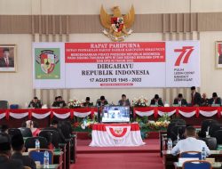 KAPOLRES BERSAMA FORKOPIMDA SIMALUNGUN MENDENGARKAN PIDATO PRESIDEN RI PADA SIDANG TAHUNAN HUT RI KE 77