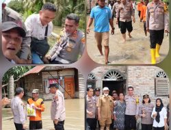 Kapolres Batu Bara Terobos Banjir Berikan Bantuan Sembako