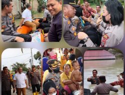 Kapolres Batu Bara,Bupati,Ketua Kadin Bersama Jajaran Tinjau Pemukiman dan Berikan Bantuan Warga Yang Kebanjiran