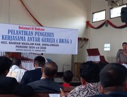 Kapolsek Perdagangan Hadiri Pelantikan Badan Kerjasama Antar Gereja Kecamatan Bandar Masilam