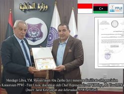 PPWI – First Union Consortium Gives Certificate of Appreciation to Libyan Interior Affairs Minister