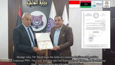 PPWI – First Union Consortium Gives Certificate of Appreciation to Libyan Interior Affairs Minister