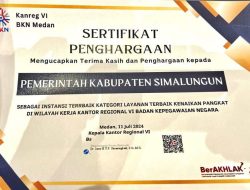 Pemkab Simalungun Raih Penghargaan BKN Award 2024 Kategori Layanan Terbaik Kenaikan Pangkat